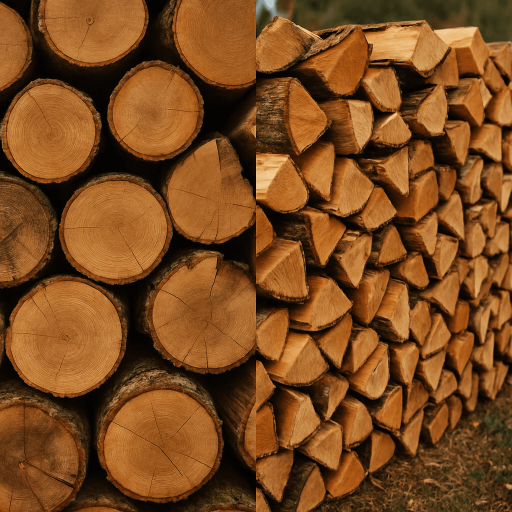 Split seasoned hardwood firewood stacked and ready for delivery in Chester County, PA